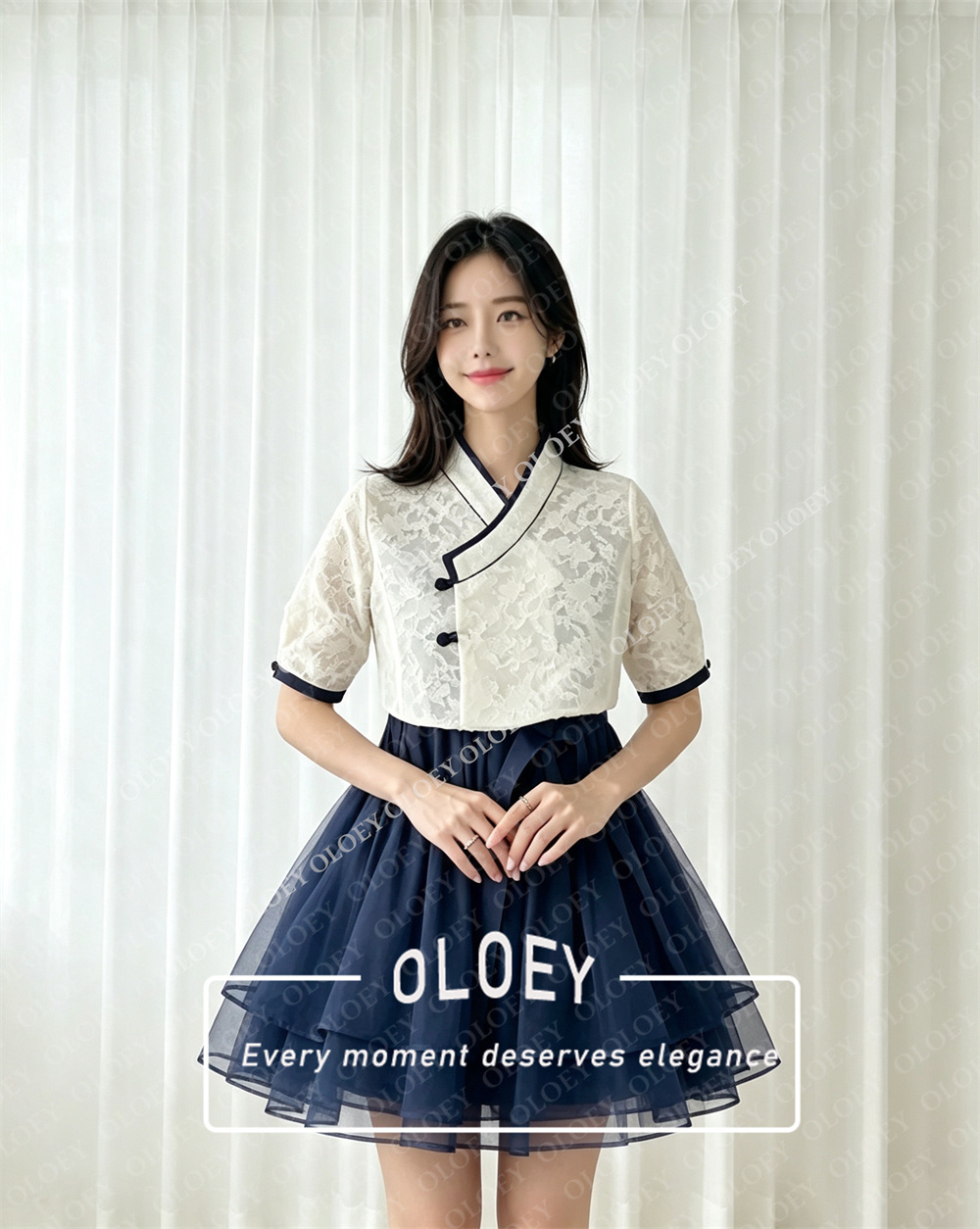 OLOEY 모던 블랙 숏 콘서트 한복 세트 2피스 오간 - Modern Korean Lifestyle 리뷰 및 가격