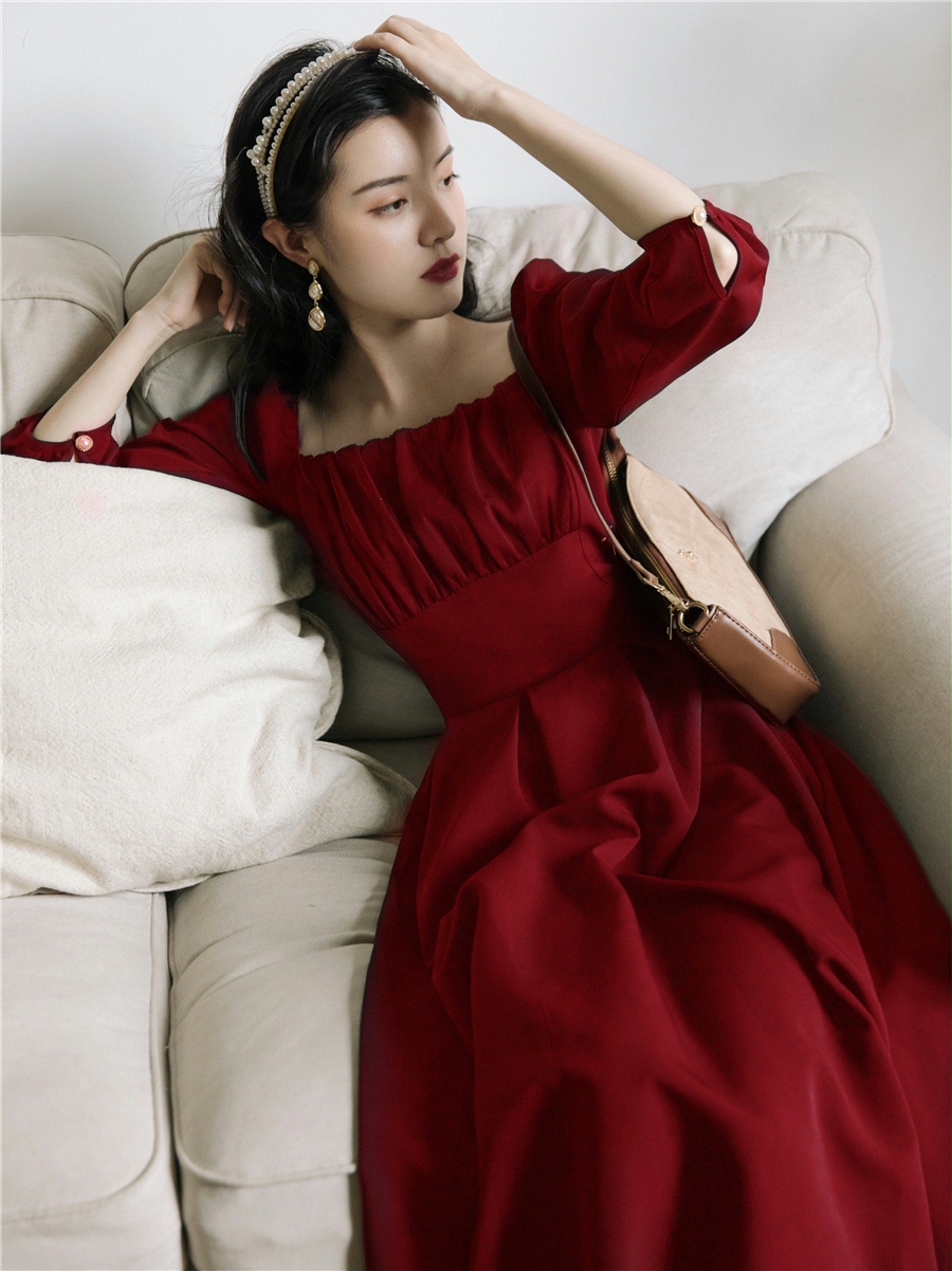 모던 빈티지 스타일 스퀘어 칼라 긴 소매 우아한 레이디 - Modern Korean Lifestyle 리뷰 및 가격